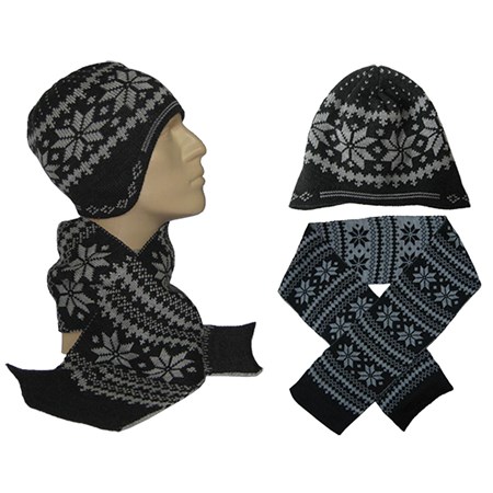 Knitted  Scarf & Trapper Hat
